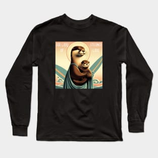 Our Lady of Steamer Lane ottter 841 with pup v2 Long Sleeve T-Shirt